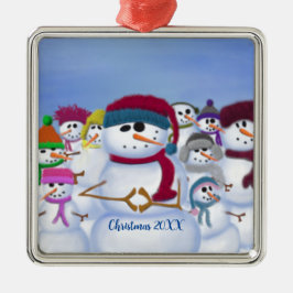 Cute and Whimsical Snowmen Metalen Ornament