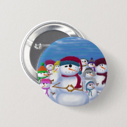 Cute and Whimsical Snowmen Ronde Button 5,7 Cm (Voorkant /achterkant)