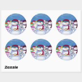 Cute and Whimsical Snowmen Ronde Sticker (Vel)