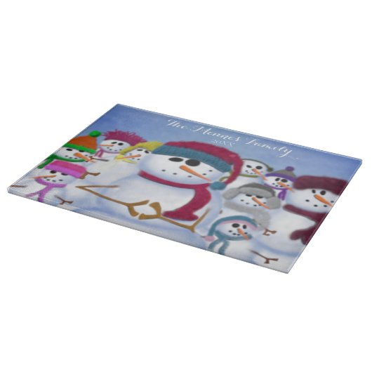 Cute and Whimsical Snowmen Snijplank (Hoek)