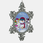 Cute and Whimsical Snowmen Tin Sneeuwvlok Ornament (Links)