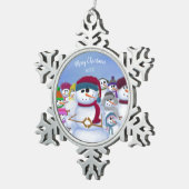 Cute and Whimsical Snowmen Tin Sneeuwvlok Ornament (Rechts)