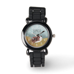 Cute and Whimsical Spotty Guinee Pig Cartoon Kinde Horloge