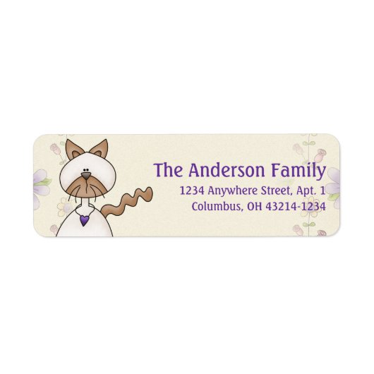 Cute Angel Antics White Brown Cat Adresetiketten Etiket (Voorkant)