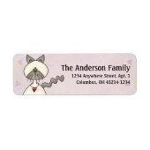 Cute Angel Antics White Grey Cat Adresetiketten Etiket (Voorkant)