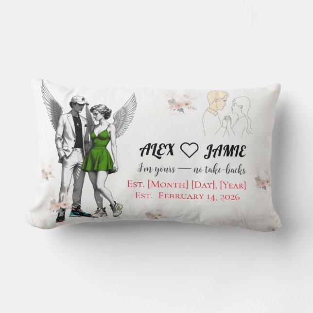 Cute Angel Cherub Couple Throw Pillow Kussen (Voorkant)