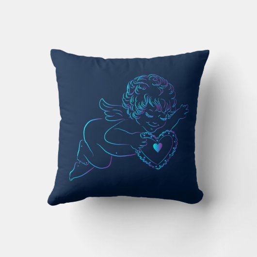 Cute Angel Cherub die een kant-en-Valentijn hart v Kussen (Achterkant)