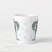Cute Angel die Fawn vasthoudt in Snowflakes kerst Latte Mok (Voorkant)