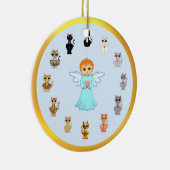 Cute Angel en Cat Cartoons Keramisch Ornament (Rechts)
