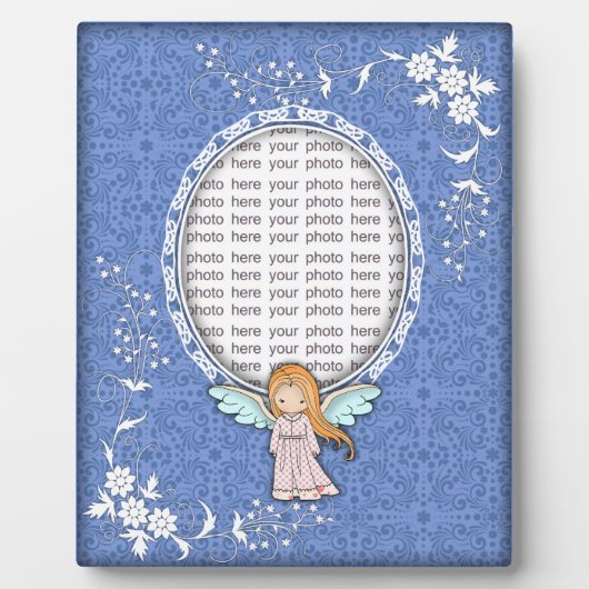 Cute Angel en Floral Custom Photo Plaque Fotoplaat (Voorkant)