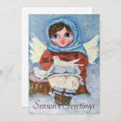 Cute Angel met Dood Kerstfeestdag Kaart (Voorkant / Achterkant)