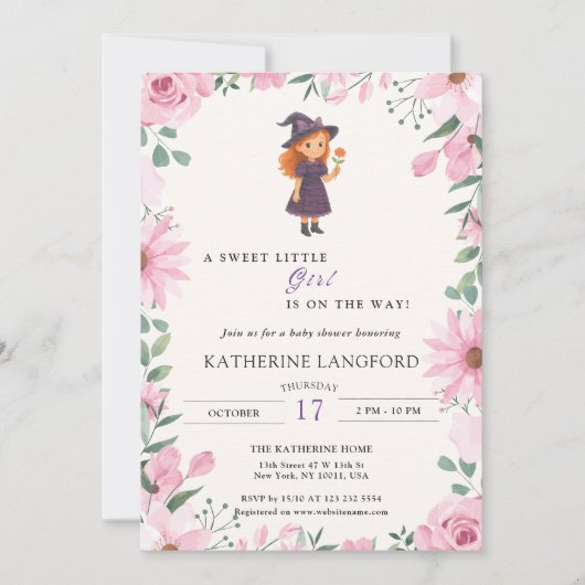 Cute Angel on the Way Halloween Baby Shower Kaart (Voorkant)