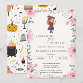 Cute Angel on the Way Halloween Baby Shower Kaart (Voorkant / Achterkant)