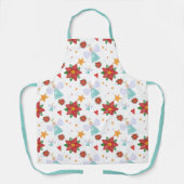 Cute Angel & Poinsettia Doodle-kerstpatroon Schort (Voorkant)