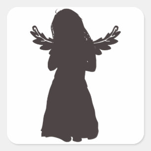 Cute Angel Silhouette (kies een achtergrondkleur) Vierkante Sticker