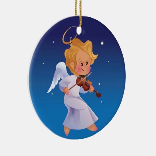 Cute angel speelt violine keramisch ornament (Rechts)