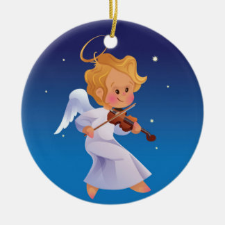 Cute angel speelt violine keramisch ornament