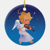 Cute angel speelt violine keramisch ornament (Achterkant)