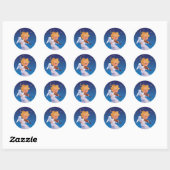 Cute angel speelt violine ronde sticker (Vel)