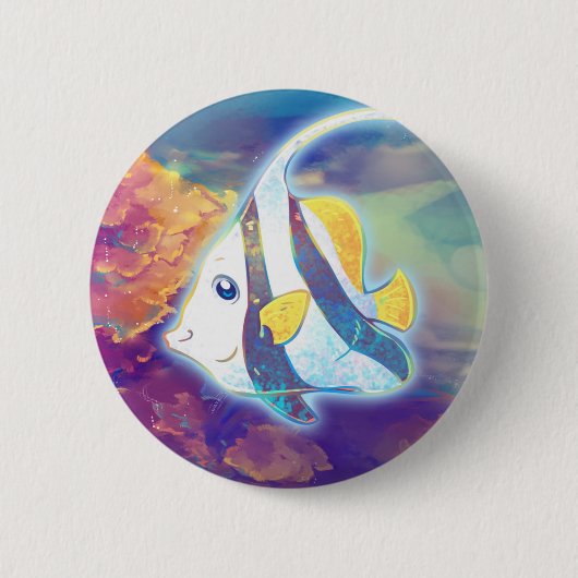 Cute Angelfish Ronde Button 5,7 Cm (Voorkant)