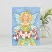 Cute Angelic Kerstengel met Joy Invitation Kaart (Staand voorkant)
