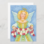Cute Angelic Kerstengel met Joy Invitation Kaart (Voorkant / Achterkant)