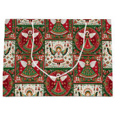 Cute Angels in Christmas Red & Green  Groot Cadeauzakje (Voorkant)