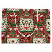 Cute Angels in Christmas Red & Green  Groot Cadeauzakje (Achterkant)