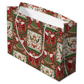 Cute Angels in Christmas Red & Green  Groot Cadeauzakje (Achterkant Gekanteld)