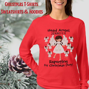 Cute Angels, Kerstmis, met naam, dames T-shirt