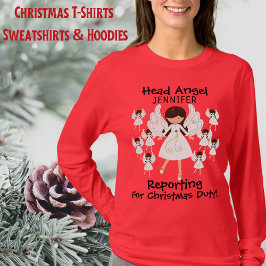 Cute Angels, Kerstmis, met naam, dames T-shirt