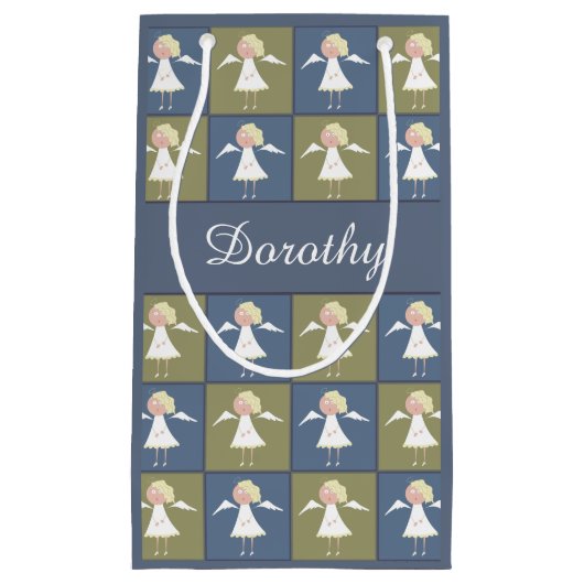 Cute Angels Personalized Name Gift Wrapping Klein Cadeauzakje (Voorkant)