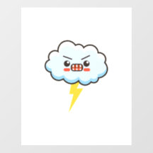 Cute Angry Cloud with Thunder