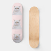 Cute Angry Fluffy Pink White Kitty Cat Portret Persoonlijk Skateboard (Voorkant)