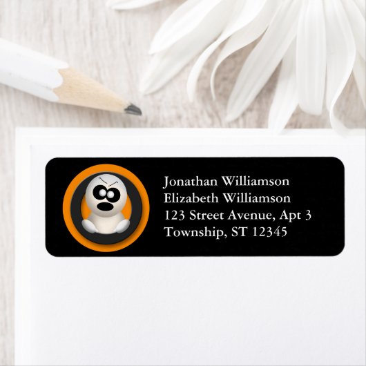Cute Angry Ghost Halloween Return Address Labels (Insitu)