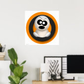Cute Angry Ghost Oranje Halloween Poster (Thuiskantoor)