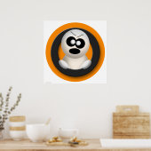 Cute Angry Ghost Oranje Halloween Poster (Keuken)