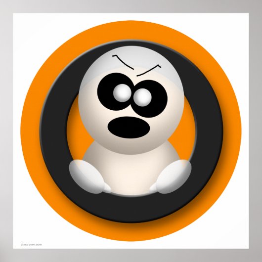 Cute Angry Ghost Oranje Halloween Poster (Voorkant)