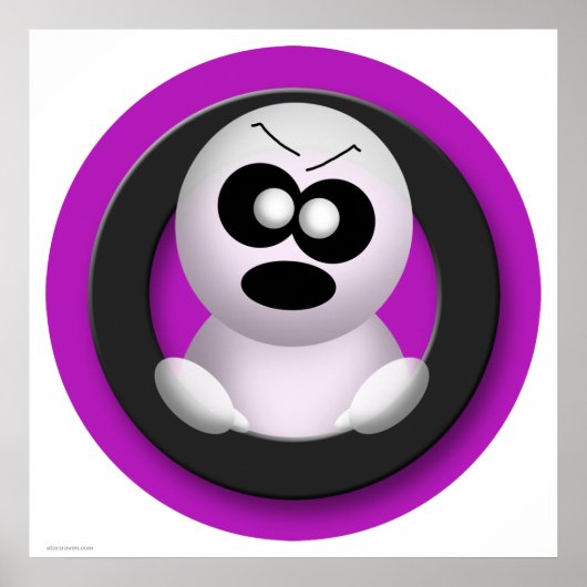 Cute Angry Ghost Paars Halloween Poster (Voorkant)