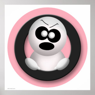 Cute Angry Ghost Pink Halloween Poster