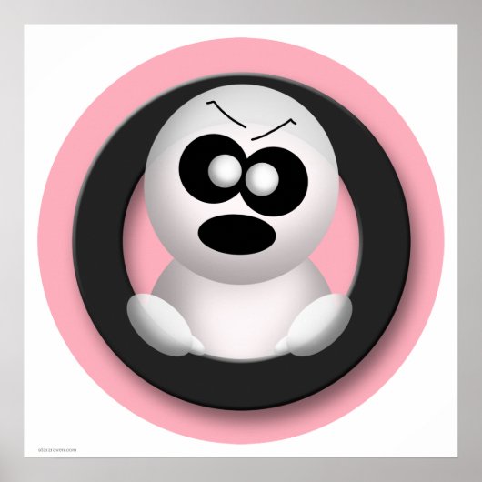 Cute Angry Ghost Pink Halloween Poster (Voorkant)