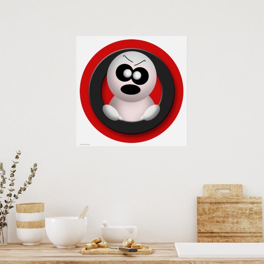Cute Angry Ghost Red Halloween Poster (Keuken)
