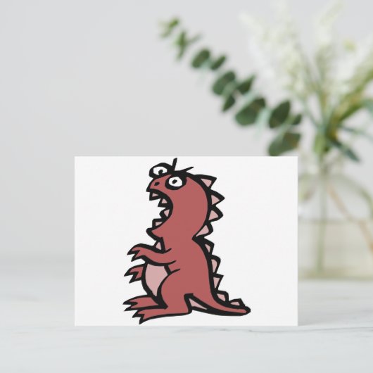 Cute & Angry Red Dinosaur Briefkaart (Staand voorkant)
