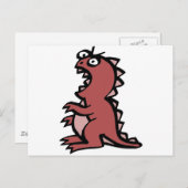 Cute & Angry Red Dinosaur Briefkaart (Voorkant / Achterkant)