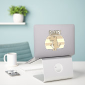 Cute Angry Sepia Cartoon T-Rex Dinosaur Sunset Sticker (Laptop op bureau)