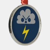 Cute Angry Storm Cloud met bliksemschicht Metalen Ornament (Rechts)