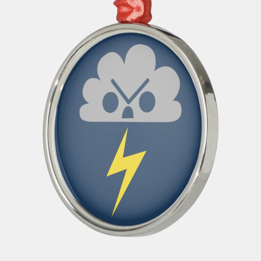 Cute Angry Storm Cloud met bliksemschicht Metalen Ornament (Links)