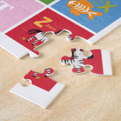 Cute Animal Alphabet Monogram Girl Aangepaste naam Legpuzzel (Zijkant)