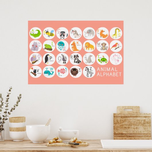 Cute Animal Alphabet Poster (Keuken)