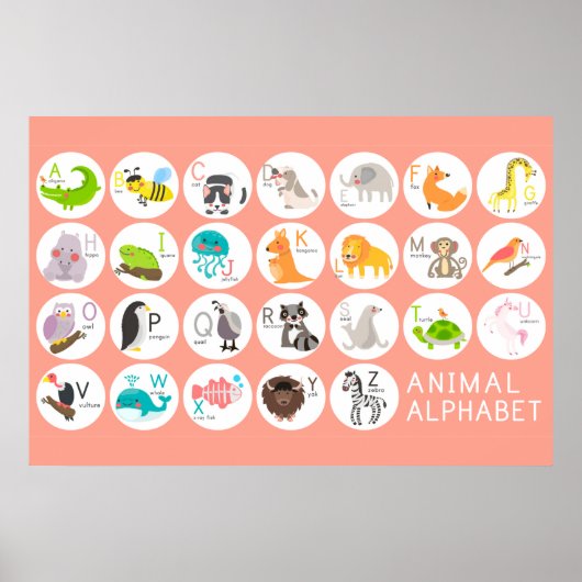 Cute Animal Alphabet Poster (Voorkant)
